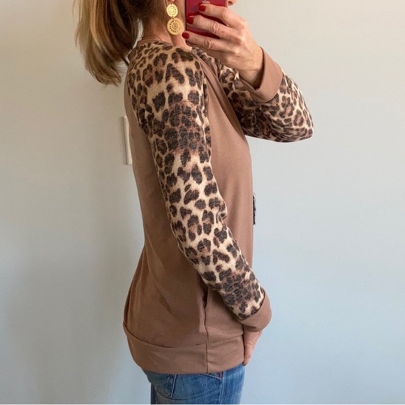 Leopard Print & Tan Long Sleeve Top - Picture 6 of 6